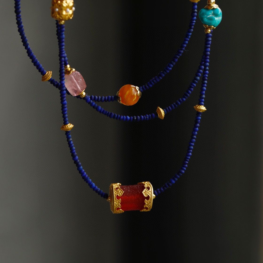 Tibetan Lapis Lazuli & Gemstone Convertible Mala – Wear as Necklace or Bracelet