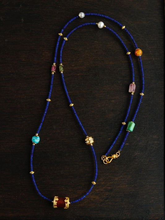 Tibetan Lapis Lazuli & Gemstone Convertible Mala – Wear as Necklace or Bracelet