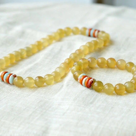 Tibetan Yak Horn & Shoushan Stone Healing Bracelet