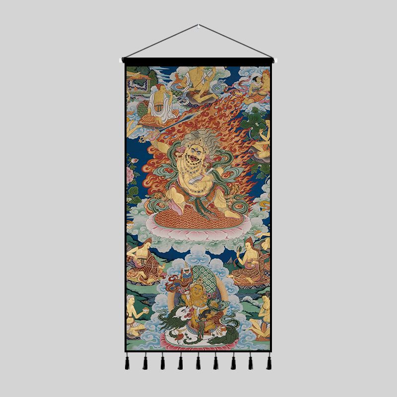 Tibetan Thangka Black Manjushri Wall Tapestry—Awakened Wisdom