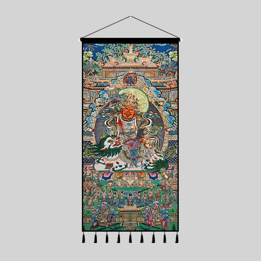 Tibetan Thangka Wall Hanging of the Wealth King—Prosperity Guardian