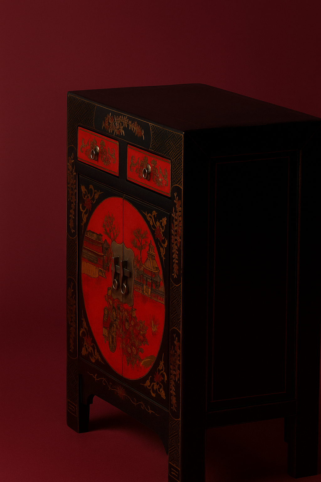 Handcrafted Tibetan Cabinet — Mortise-and-Tenon Wooden Furniture for Spiritual & Meditation Spaces