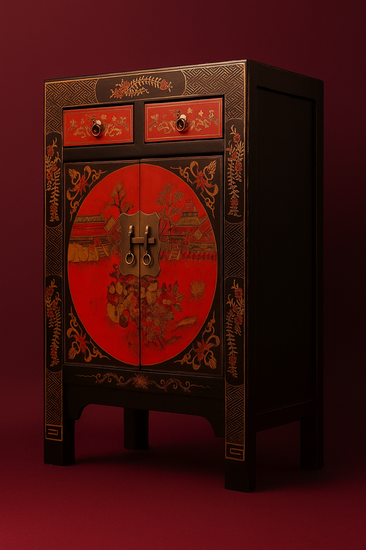 Handcrafted Tibetan Cabinet — Mortise-and-Tenon Wooden Furniture for Spiritual & Meditation Spaces